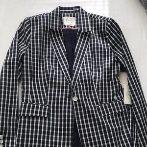1901 navy gingham blazer
